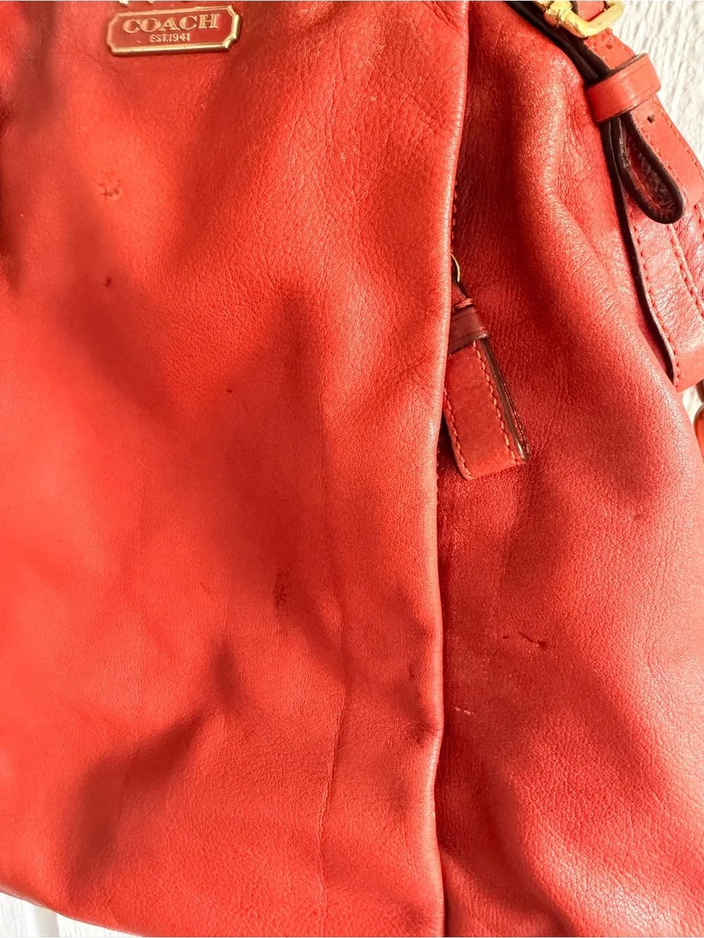 Coach Red Leather Tote Bag